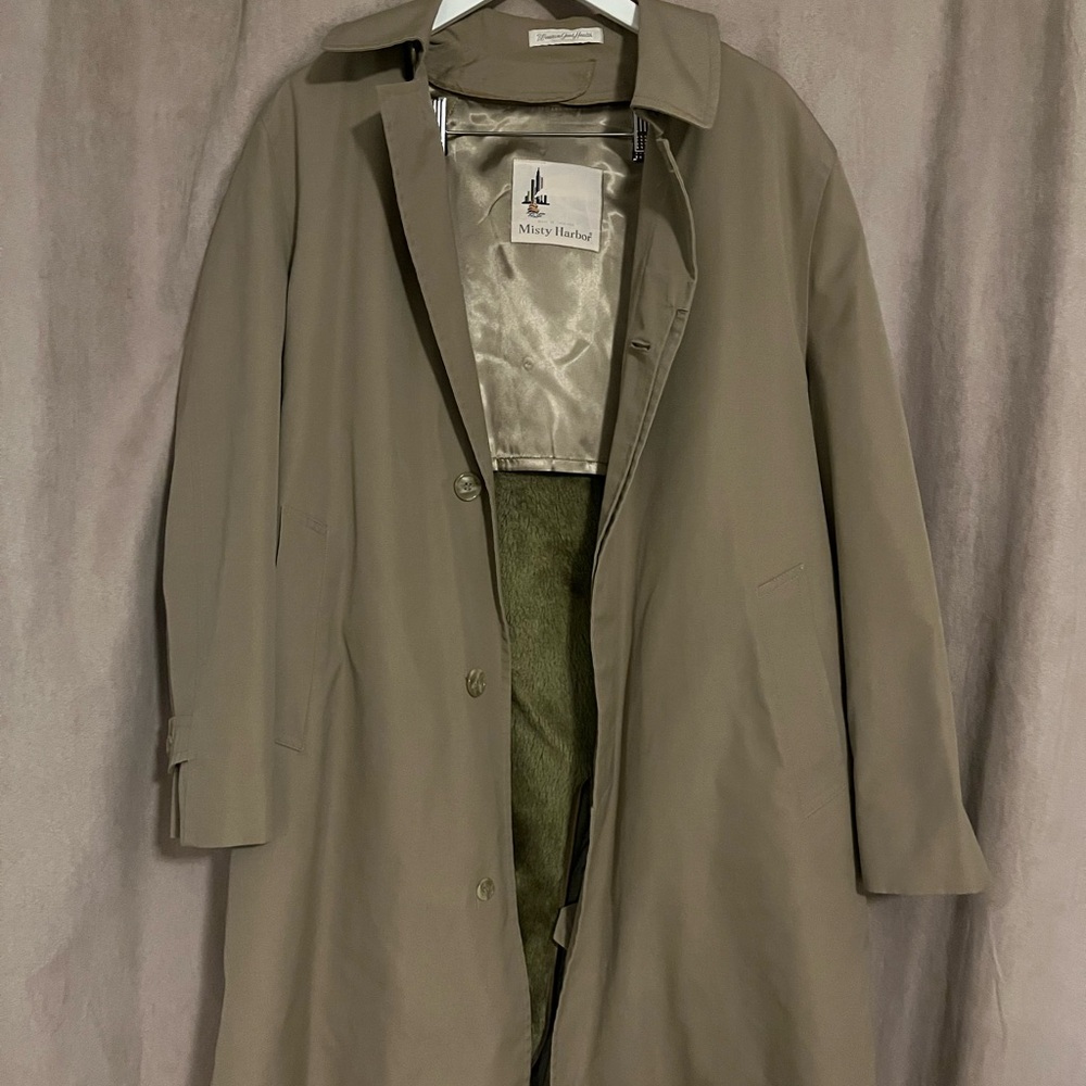 Misty Harbor Vintage Tan Trench Coat with Removable Lining